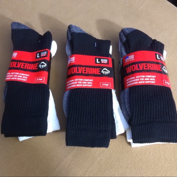 6 pairs Wolverine mid calf cotton socks size 9-13 - Picture 1 of 6